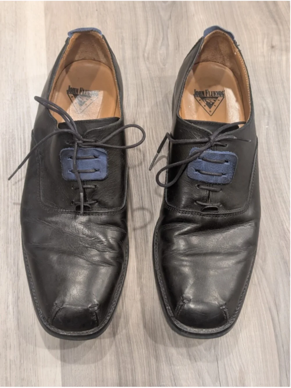 John Fluevog | Dandy Beau Oxfords In Black/Blue